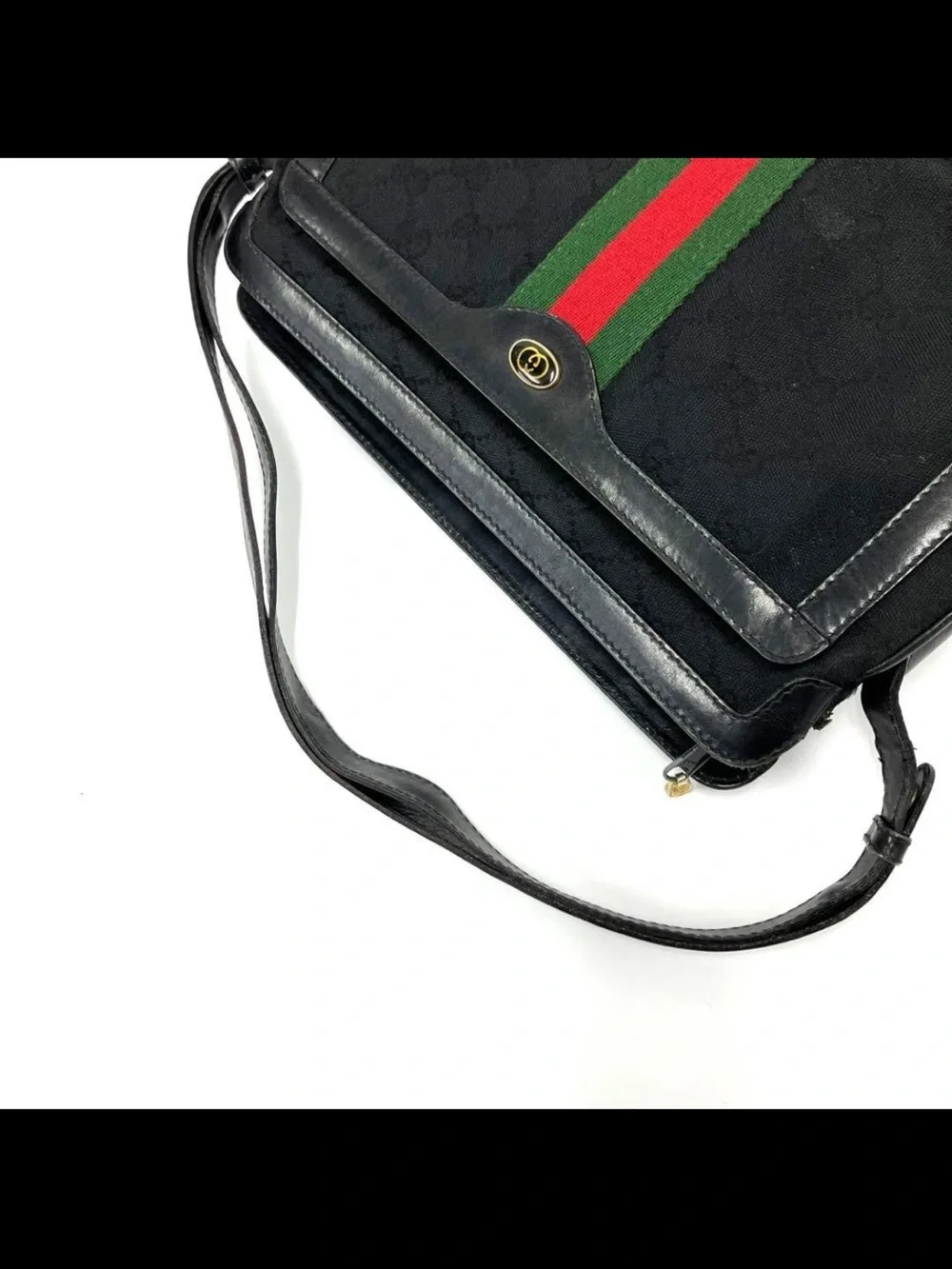 Gucci Black Web Stripe Shoulder Bag
